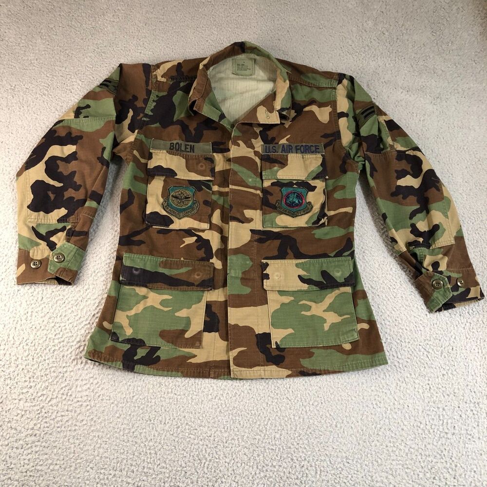 US Air Force Jacket Mens Small Camo Military Army Combat Woodland Outdoor Coat